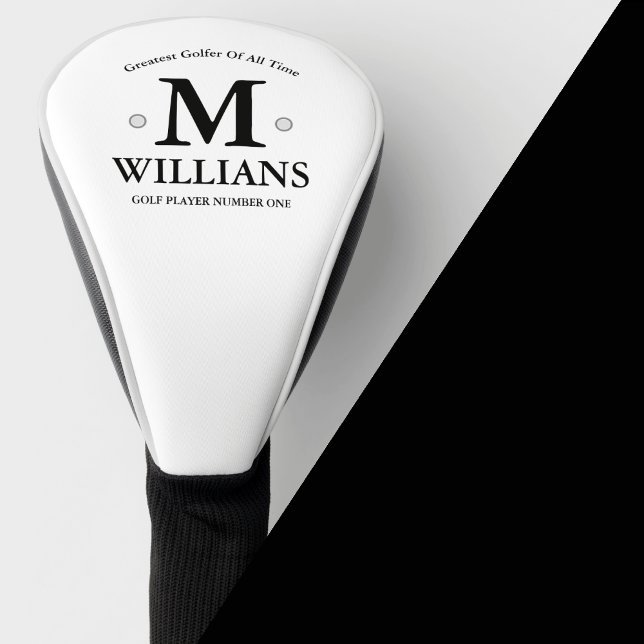 Personalised Black Name Monogram on White Golf Head Cover (Creator Uploaded)