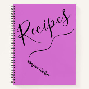 Personalised Black Name (Recipe Journal) Orchid Notebook