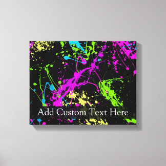 Personalised Black/Neon Splatter Canvas Print
