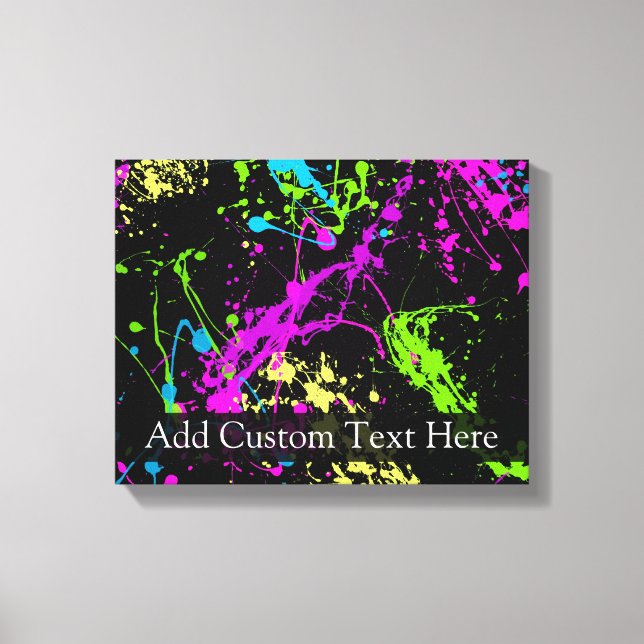 Personalised Black/Neon Splatter Canvas Print (Front)
