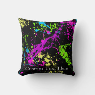Personalised Black/Neon Splatter Cushion