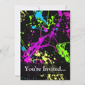 Personalised Black/Neon Splatter Invitation
