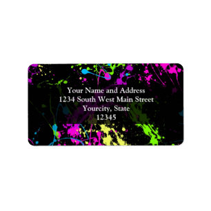 Personalised Black/Neon Splatter Label