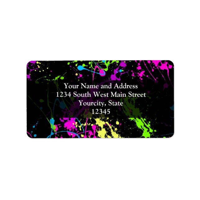 Personalised Black/Neon Splatter Label (Front)