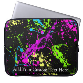 Personalised Black/Neon Splatter Laptop Sleeve