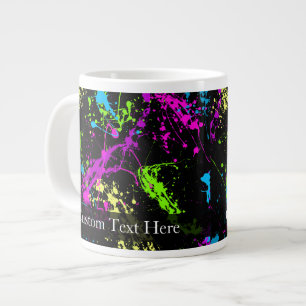 Personalised Black/Neon Splatter Large Coffee Mug