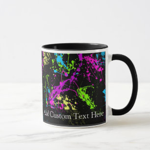 Personalised Black/Neon Splatter Mug