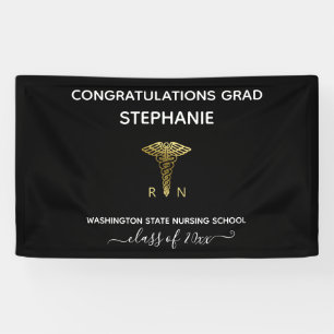 Personalised Black Nursing School Graduation  Banner
