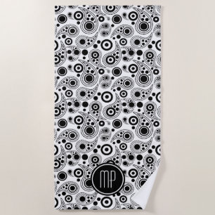 Personalised Black on White  paisley style pattern Beach Towel