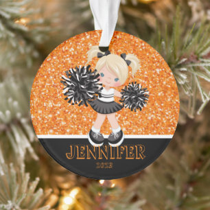 Personalised Black & Orange Cheerleading Ornament