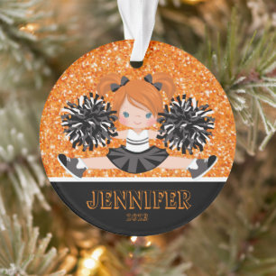 Personalised Black & Orange Cheerleading Ornament