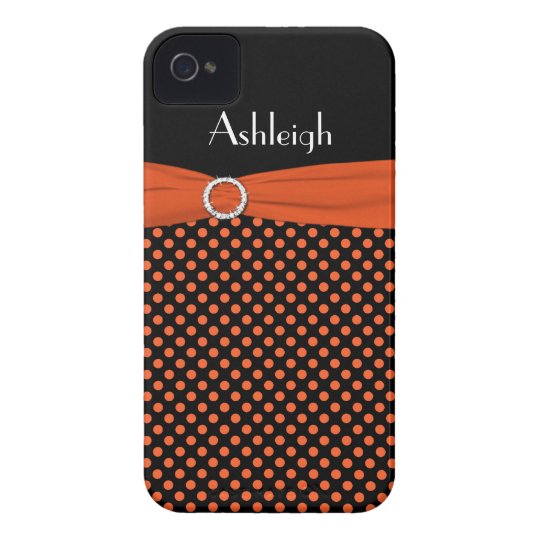 Personalised Black, Orange Polka Dot iPhone 4 Case