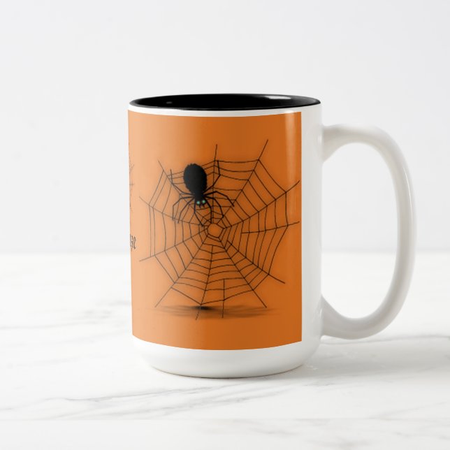 Personalised Black & Orange Spider Web  Mug (Right)