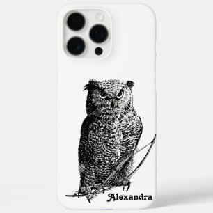 Personalised Black Owl iPhone 16 Pro Max Case