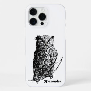 Personalised Black Owl iPhone 16 Pro Max Case