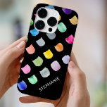 Personalised Black Pattern Case-Mate iPhone 14 Pro Case<br><div class="desc">This modern iPhone case is decorated with a colourful abstract pattern on a black background.
Easily customisable with your name or monogram.
Use the Design Tool to change the text size,  style,  or colour.
Original Watercolor © Michele Davies.</div>