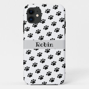 Personalised Black Paw Print Pattern iPhone 11 Case