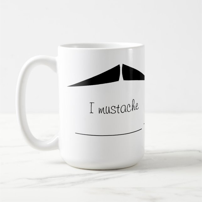 Personalised Black Pencil Moustache Stache Mug (Left)