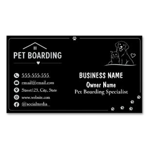 Personalised Black Pet Boarding  Magnetic Business Card
