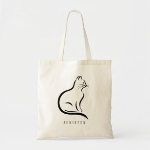 Personalised Black Pet Paw Custom Cute Cat Tote Bag