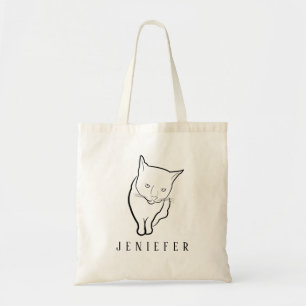 Personalised Black Pet Paw Custom Cute Cat Tote Bag