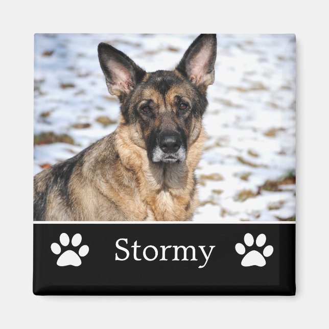 Personalised Black Pet Photo Magnet (Front)