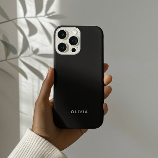 "Personalised Black Phone Case with Custom Name |
