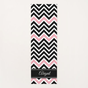 Personalised Black Pink and White Chevron Yoga Mat