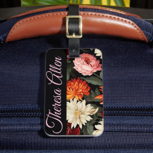 Personalised black & pink baggage tag