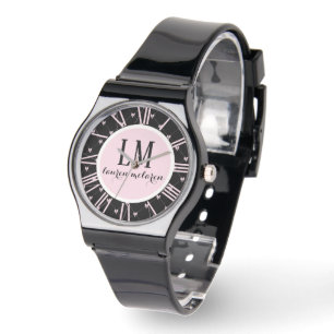Personalised Black & Pink Bow Watch