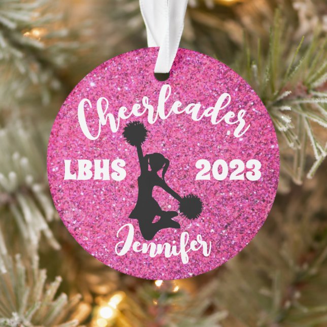 Personalised Black & Pink Cheerleading Ornament  (Tree)