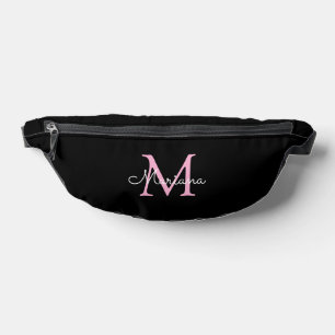 personalised  black pink minimalist monogram bum bags