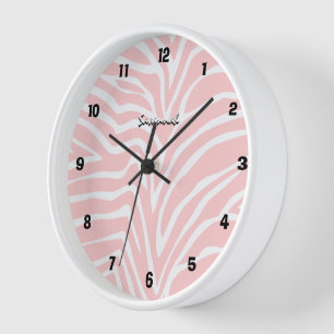 Personalised Black Pink Zebra Any Colour Wall Cloc Clock