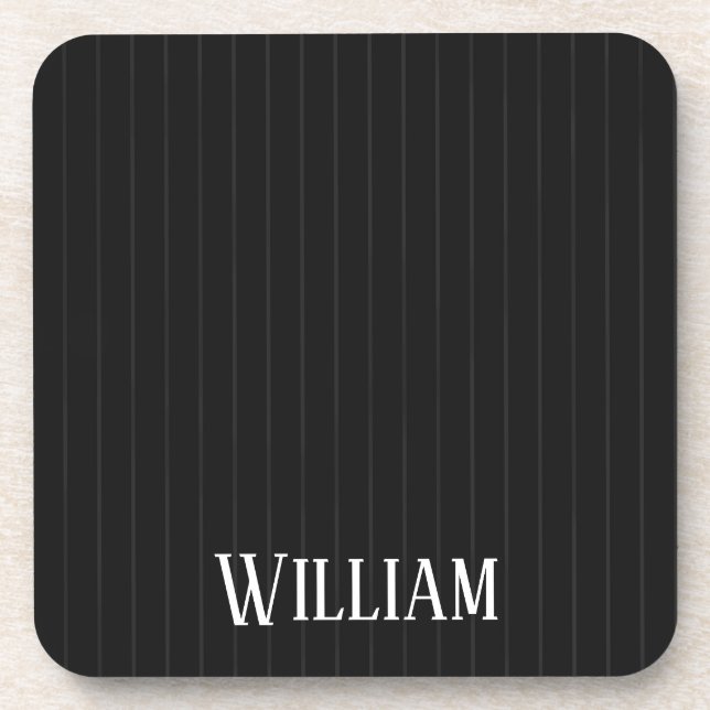 Personalised black pinstripes coaster (Front)