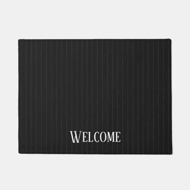 Personalised black pinstripes doormat (Front)