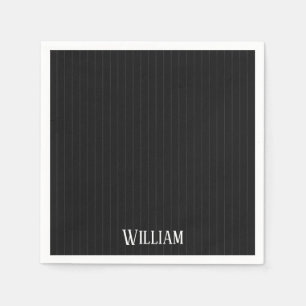 Personalised black pinstripes napkin