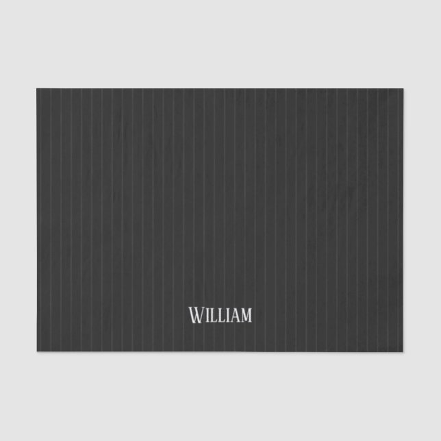 Personalised black pinstripes tissue paper (Front)