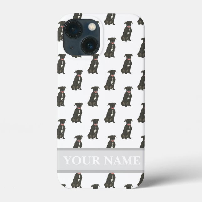 Personalised Black Pitbull Staffy Dog Case-Mate iPhone Case (Back)
