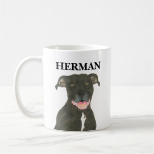 Personalised Black Pitbull Staffy Dog Coffee Mug