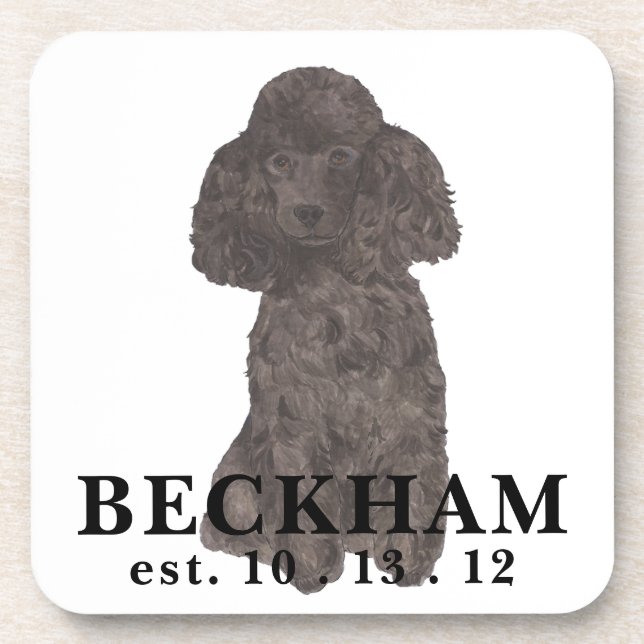 Personalised Black Poodle Coaster (Front)