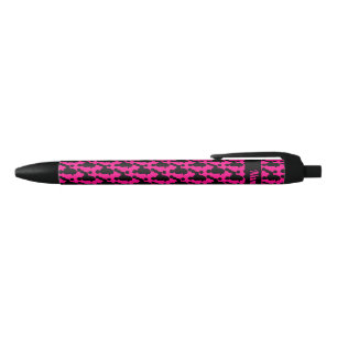 Personalised Black Poodle on Pink Ink Pen