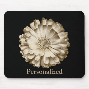 Personalised Black Pretty Daisy Flower Mouse Mat