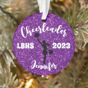 Personalised Black & Purple Cheerleading Ornament