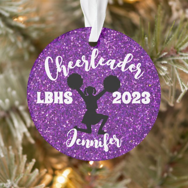 Personalised Black & Purple Cheerleading Ornament  (Tree)