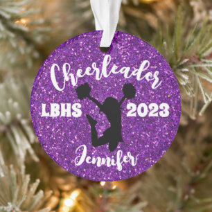 Personalised Black & Purple Cheerleading Ornament