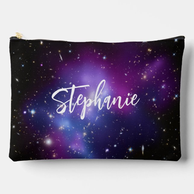 Personalised Black Purple Galaxy Celestial Photo Accessory Pouch (Front)