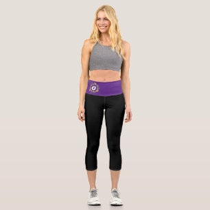 Personalised Black Purple Monogram Capri Leggings