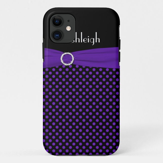 Personalised Black, Purple Polka Dot iPhone 5 Case (Back)