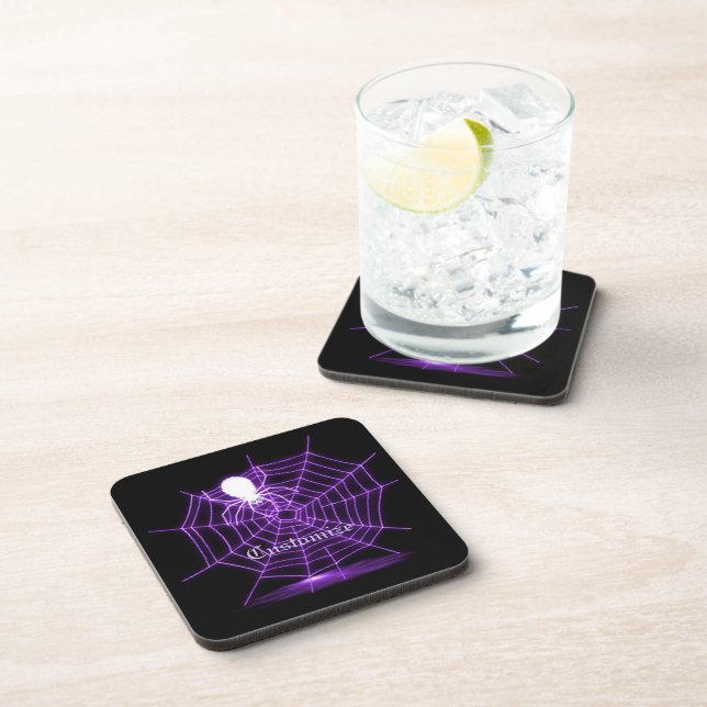 Personalised Black & Purple Spider Web  Coasters (Right Side)