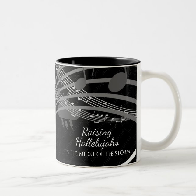 Personalised Black RAISING HALLELUJAHS Christian Two-Tone Coffee Mug (Right)